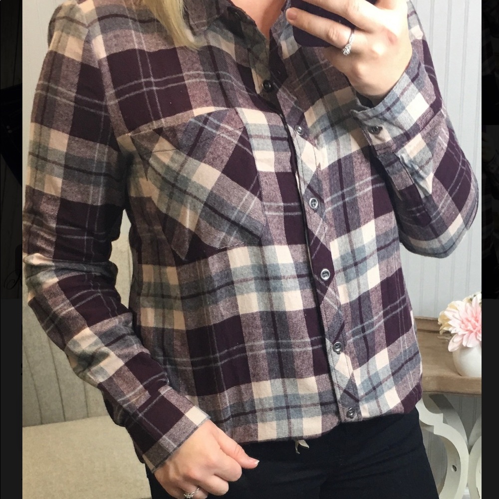 Plum plaid button down